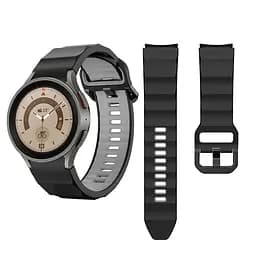 Ремінець для Samsung Galaxy Watch 6 40mm 6 44mm - чорно-сірий ширина кріплення 20мм силікон Watchbands Ribbed (W11-5WB51594077) - мініатюра 4
