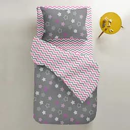 Набір простирадл на резинці Cosas Pink Zigzag & Dots 60х120х12 см (SetSheet_ZigPinkGrey_DropWGrey_120x60) - мініатюра 9
