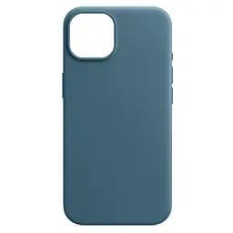 Кожаный чехол-панель для Apple iPhone 15, FAKE Leather Case, голубой, искусственная кожа, премиальный, противоударный, защита всего корпуса, с мягкой подкладкой, поддержка MagSafe и беспроводной зарядки, ArmorStandart (ARM76292)