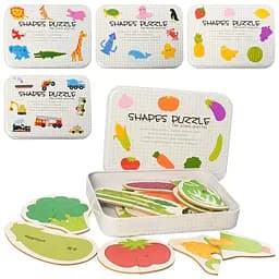 Пазлы деревянные, от 25 деталей, металлический пенал, MD2335 (в ассортименте)