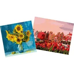 Набір для розпису по номерах Ideyka Вечірній Амстердам 40х50 см та Улюблені соняшники 40х40 см (СKHO1356)