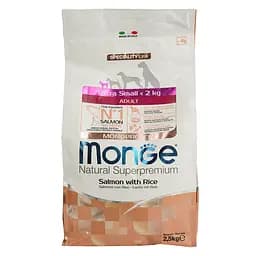 Сухий корм для собак Monge Dog Extrasmall Adult лосось з рисом, 2,5 кг - мініатюра 2