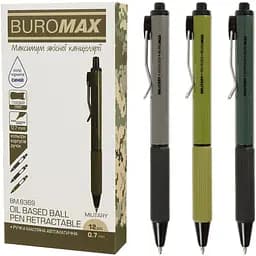 Набір ручок Buromax Military з гумови грипом синіх 12 шт. (BM.8369)