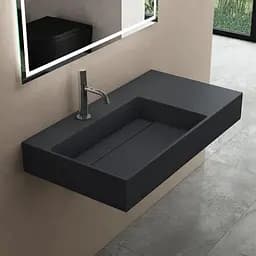 Умивальник Rea Archi 75 black matt накладний підвісний REA-U4303, Чорний матовий - мініатюра 3