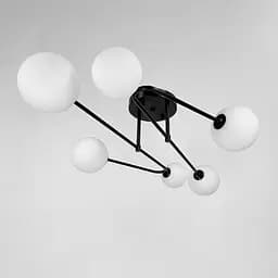 Стельова люстра в чорному корпусі з вигнутими ріжками на 6 ламп | Арт. YQ 317/6 BK+WT | Line F