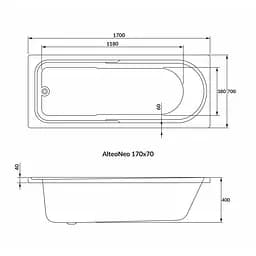 Ванна акрилова Volle Altea Neo 170x70 1228.001770 Білий - мініатюра 2