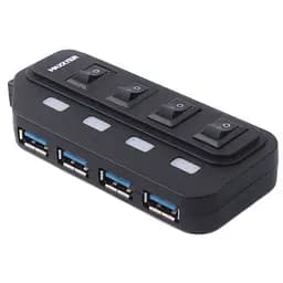 USB-Хаб Maxxter USB 2.0 HU2A-4P-AC-02 Type-A на 4 порти, 1м Type-B кабель, 5V1A зарядка в комплекті, пластик, чо (HU2A-4P-AC-02)