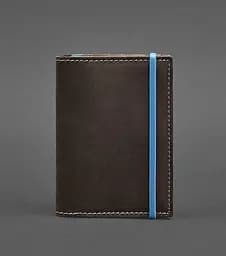 Кожаная обложка для паспорта 2.0 темно-коричневая с бирюзовым.