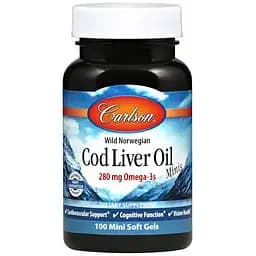 Рыбий жир Carlson Cod Liver Oil норвежский 100 мини гелевых капсул