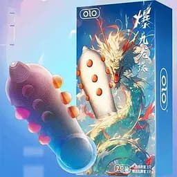 Презервативи ребристі ультратонкі Olo Nine Dragon латекс 52.5 мм Прозорий - мініатюра 2
