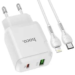 Адаптер сетевой HOCO Type-C to Lightning Cable Favor dual port N5 1USB and 1Type-C PD 20W QC 3.0 3a