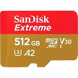 Карта памяти Sandisk 512GB microSDXC C10 UHS-I U3 R190/W130MB/s Extreme V30 (SDSQXAV-512G-GN6MN)