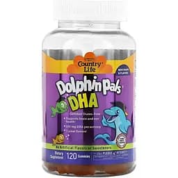 Рыбий жир для детей Country Life в форме дельфинчиков 120 жевательных конфет