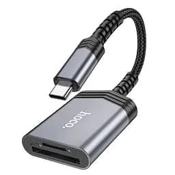Адаптер перехідник Hoco UA25 2 в 1 card reader Type-C сірий - мініатюра 6