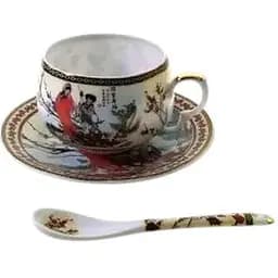 Чашка із блюдцем Сакура порцеляна h 6 см d 8 см, d блюдця 14 см 210 мл (ACS102)