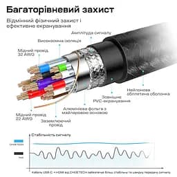Кабель Choetech CH0021 Black USB-C to HDMI 4K@60Hz 1.8m (43-00177) - мініатюра 8