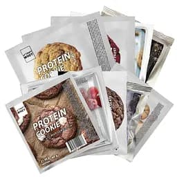 Набор печенья протеинового Craft Whey: Chocolate + Red Velvet + Oatmeal + Nuts Mix + Marshmallow + Coconut + Cherry + Cashew + Candy + Black 580 г (9 шт. 60 г + 1 шт. 40 г)