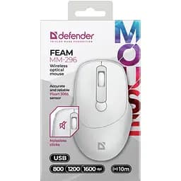 Комп'ютерна мишка Defender Feam MM-296 бездротова 4кн. до 1600 dpi безшумна біла (52297) - мініатюра 2
