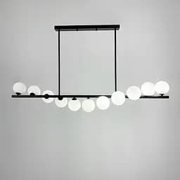 Удлиненная черная люстра BALLS WAVE с белыми плафонами Line F Арт. MJ191 BK+WT