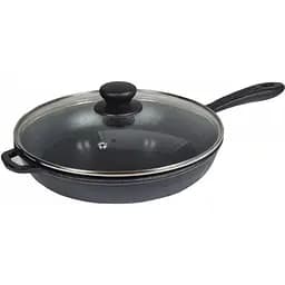 Сковорода Maysternya чугунная литая со стеклянной крышкой 24х4 см (Т2013С3Ук)