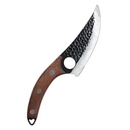 Обвалочный нож для мяса Satori из нержавеющей стали в кожаном чехле с кованым лезвием с деревянной рукояткой 27.5 см 88206