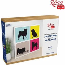 Набор картина 3D Rosa Talent 4 Dogs МДФ грунтованное 3 слоя 30х30 см 