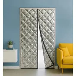 Теплі штори дверні на магнітах Срібло P 65 x 200 см