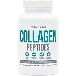 Пептиди колагену Natures Plus Collagen Peptides (Type I, II, III, IV, V, X), 120 капсул