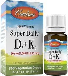 Вітаміни та мінерали Carlson Labs Super Daily D3+K2 2000 IU & 45 mcg, 10.16 мл