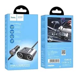 Автомобільний зарядний - розгалужувач HOCO Z51 Establisher 2-in-1 cigarette lighter 147W - мініатюра 2