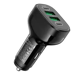 Адаптер автомобільний HOCO Guide car charger NZ11 2 USB 2Type-C 72W чорний - мініатюра 6