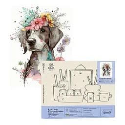 Набір для розпису по номерах "Цуценя у квітах" 40*50 см, IDEA2-GX46039, ТМ "99IDEAS"