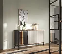 Комод с подсветкой Вичи / Vici K154 3-дверный Орех/кашемир Perfect Home Польша (PFH-091276)