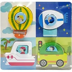 Дитячий дерев'яний пазл-вкладиш Bambi 3D Транспорт C15057-1