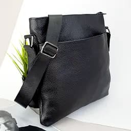 Сумка чоловіча шкіряна Handycover S105 чорна з 2 кишенями