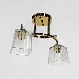 Стельовий золотий світильник на 2 білих плафони 35х9 см | Арт. 91173/2 FGD | Line F