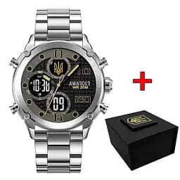 Наручные часы мужские 017 Тризуб Золото Silver-Black Steel Awarder acs0031881