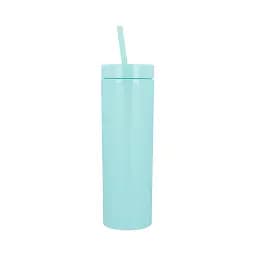 Охолоджуюча матова склянка 473 мл BPA-Free з трубочкою 21х6.5см light blue - мініатюра 2