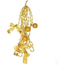 Новорічна прикраса - підвіска з прикрасами 2.7 м золотистий круглий пластик текстиль (472093-7)