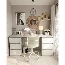 Стіл комп'ютерний з двома тумбами на 6 ящиків, письмовий стіл з ДСП II FT-228 Бетон+білий