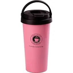 Термочашка Creative Cafe Style 500 мл з ручкою, рожевий Happy Life HPGM501P