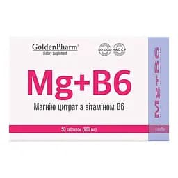 Диетическая добавка Golden Pharm Магний В6, 50 таблеток