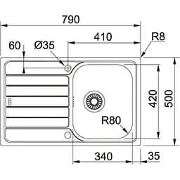 Кухонна мийка Franke Spark, нерж.сталь, прямокутник, з крилом, 790х500х160мм, чаша - 1, накладна, SKL 611-79, нерж декор - мініатюра 2