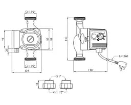 Циркуляційний насос Pumpman GRS25/80/180 Нmax 8 м Qmax 6 м³ 100 Вт з гайками (CV029798) - мініатюра 4