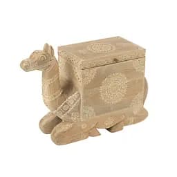 Скриня в індійському стилі J-Line велика дерев'яна бежева (50595)