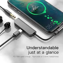 Адаптер Baseus L53 Type-C to 3.5 мм AUX Macbook support PD 18W - мініатюра 4