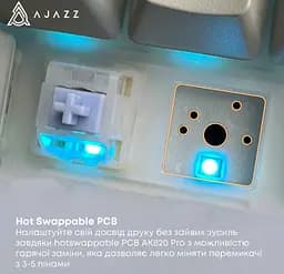 Клавиатура игровая механическая беспроводная Ajazz AK-820B PRO Black RGB Gift Switch Hot-Swap 2.4G/Bluetooth/USB - мініатюра 8