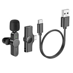 Петличний бездротовий мікрофон Borofone BFK12 Trophy lavalier Lightning Black - мініатюра 2