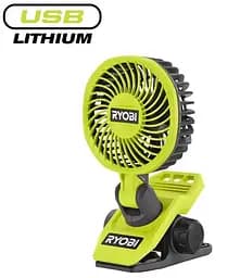 Вентилятор акумуляторний кліпса USB Lithium RCF4-0 4В 3800об/хв обертання 325° поворот 180° 2 Ryobi teh0017046 - мініатюра 2