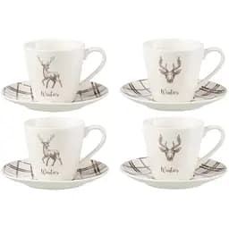 Комплект чашек J-line рождественские с оленем 4 шт. (49247)